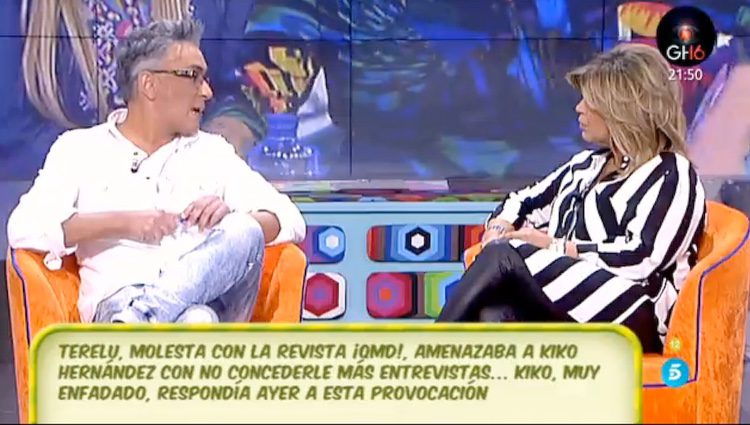 Terelu Campos y Kiko Hernández al comienzo de su trifulca / Telecinco.es