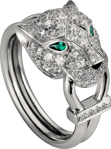 Sortija Panthère en oro blanco y diamantes