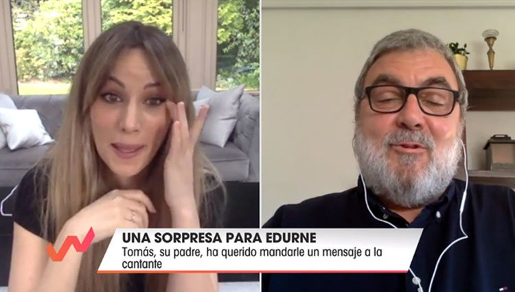 Edurne hablando en 'Viva la Vida' con su padre/ Foto: telecinco.es