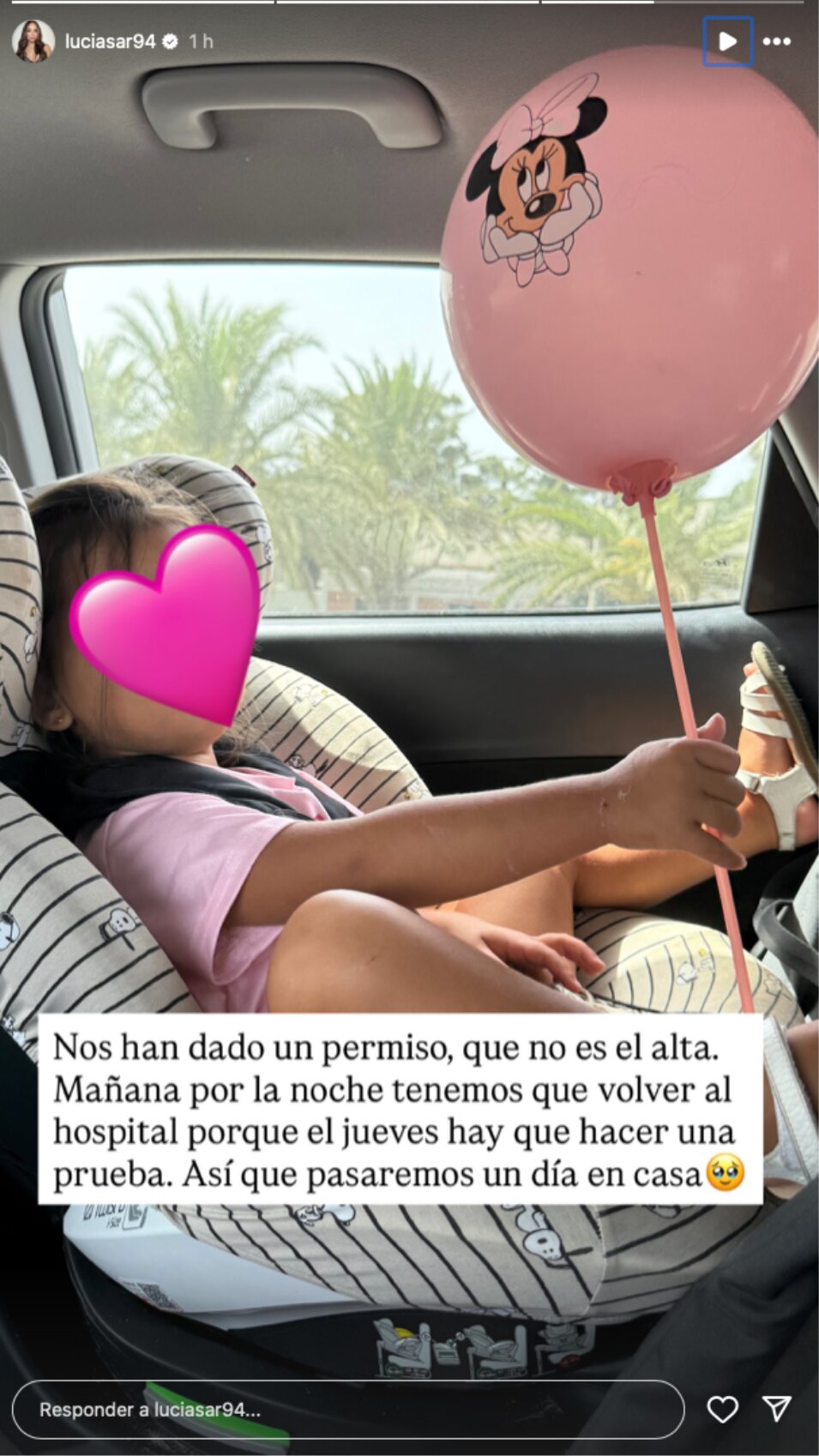 Lucía Sánchez actualiza sobre el estado de su hija Mía | Foto: Instagram