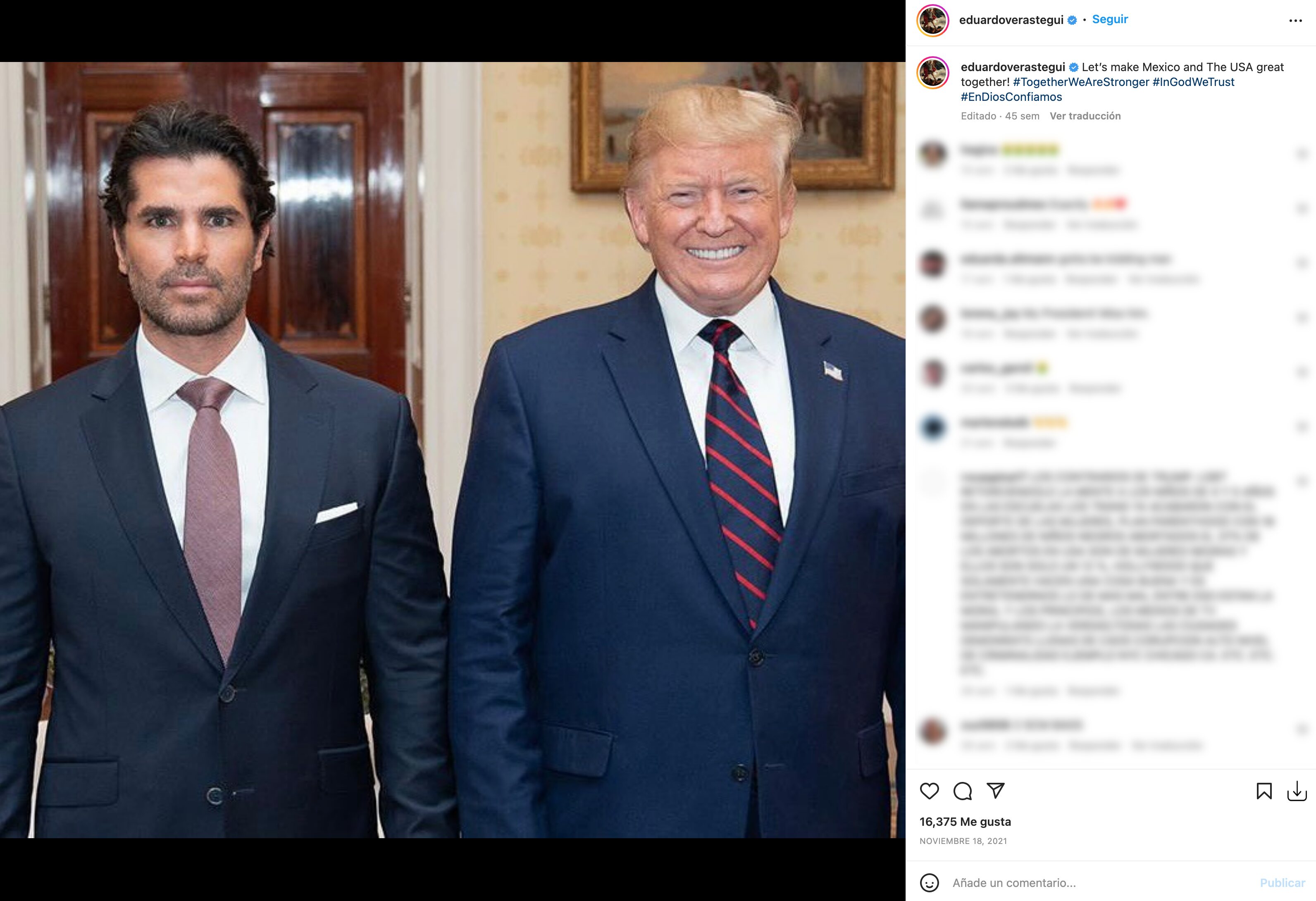 Eduardo Verastegui comulga con los ideales de Tamara Falcó | Foto: Instagram