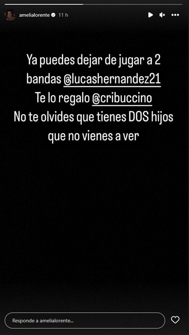 La publicación de Amelia anunciando la infidelidad de Lucas Hernández/ Foto: Instagram