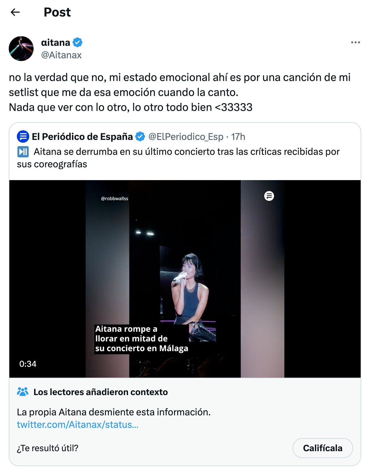 Aitana aclara la realidad detrás del vídeo viral | Foto: X