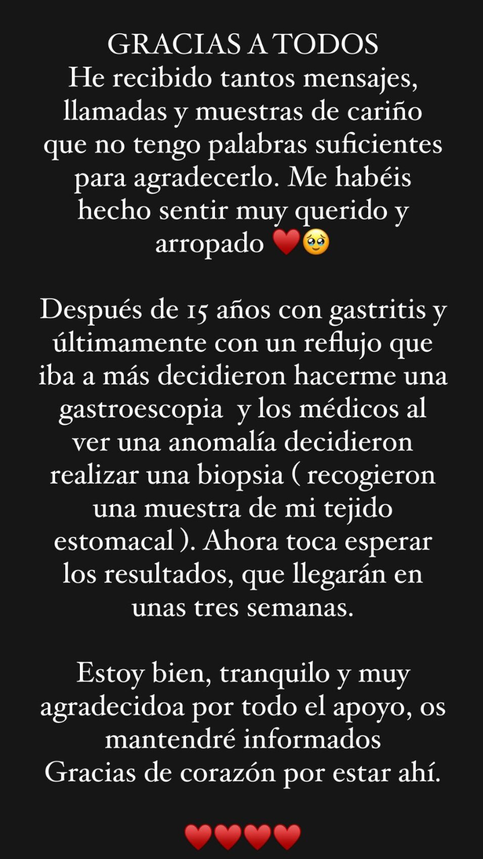 Cristian Suescun habla en las historias de Instagram sobre su gastroscopia | Foto: Instagram