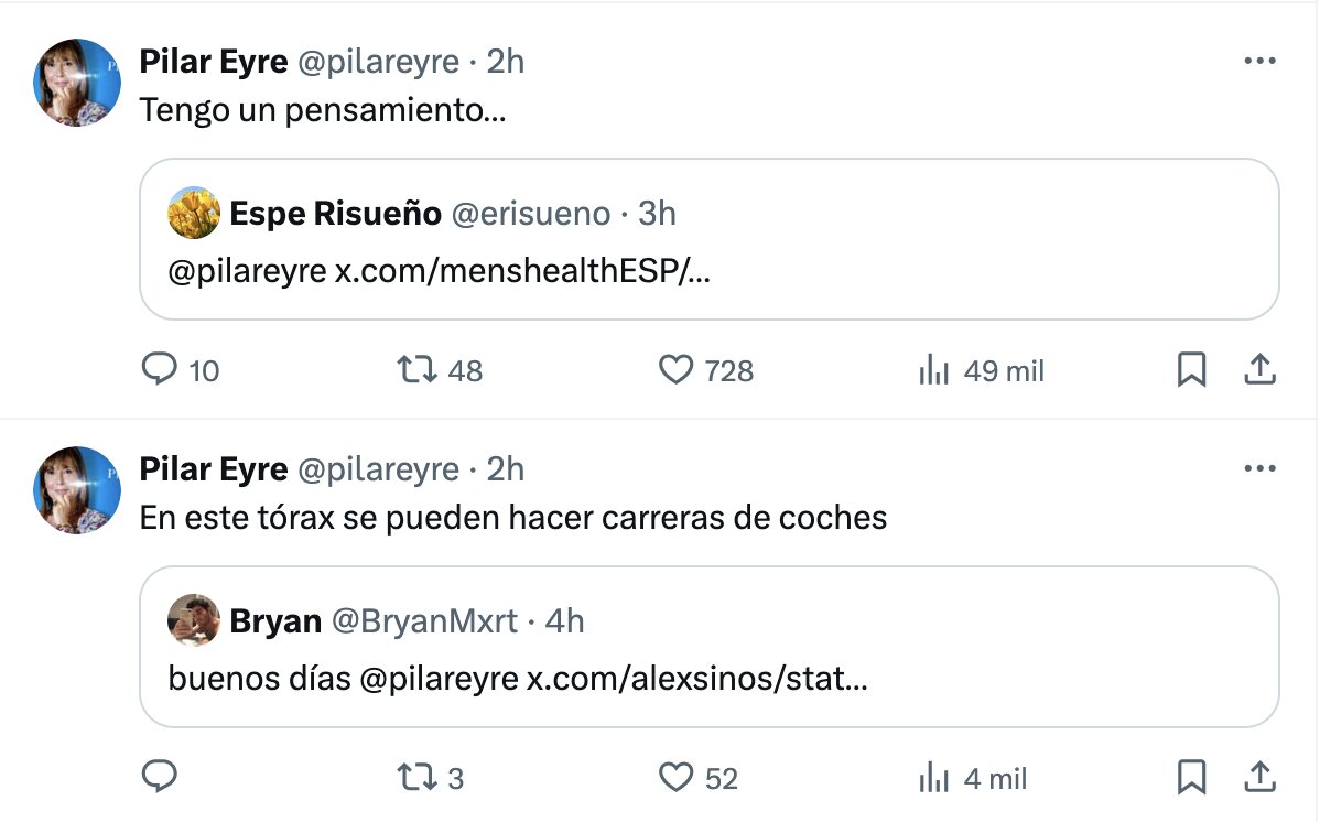 Más reacciones de Pilar Eyre a las fotos de Grison | Foto: X/Twitter