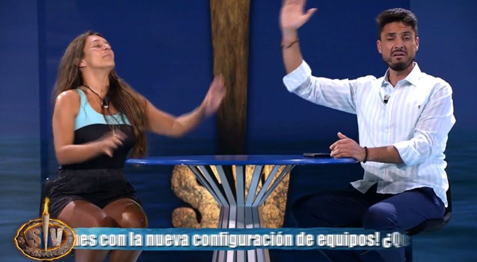 Laura Cuevas y Carlos Calderón en su tenso reencuentro en el plató de 'Supervivientes 2025'