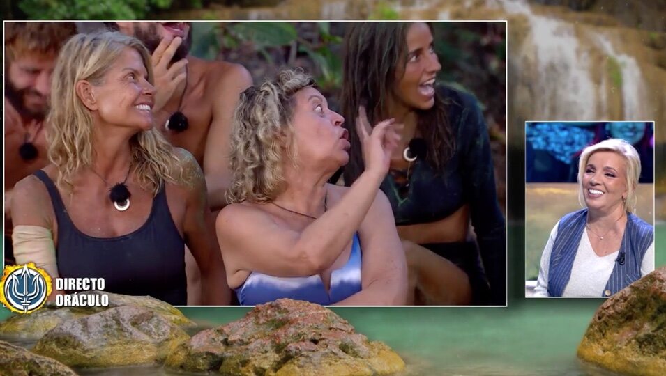 Los rostros y los gestos de Terelu responden por su cuenta a la pregunta del presentador l Foto: Telecinco.es