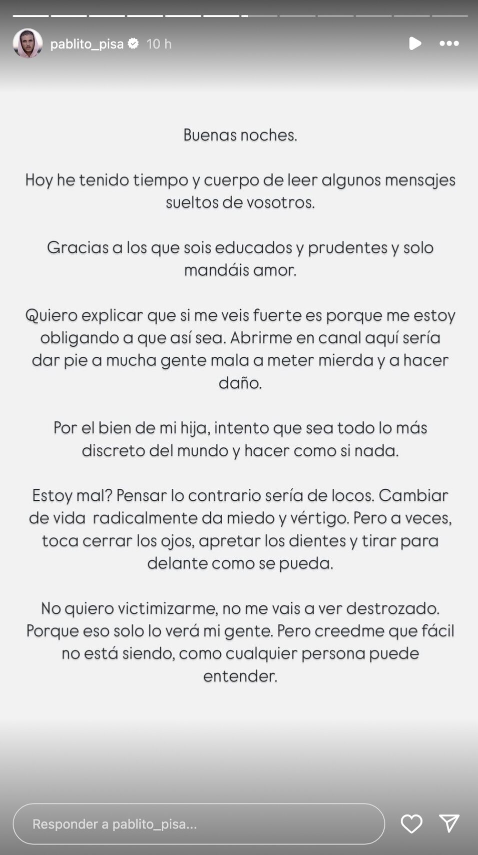 Pablo Pisa en sus stories de Instagram | Instagram