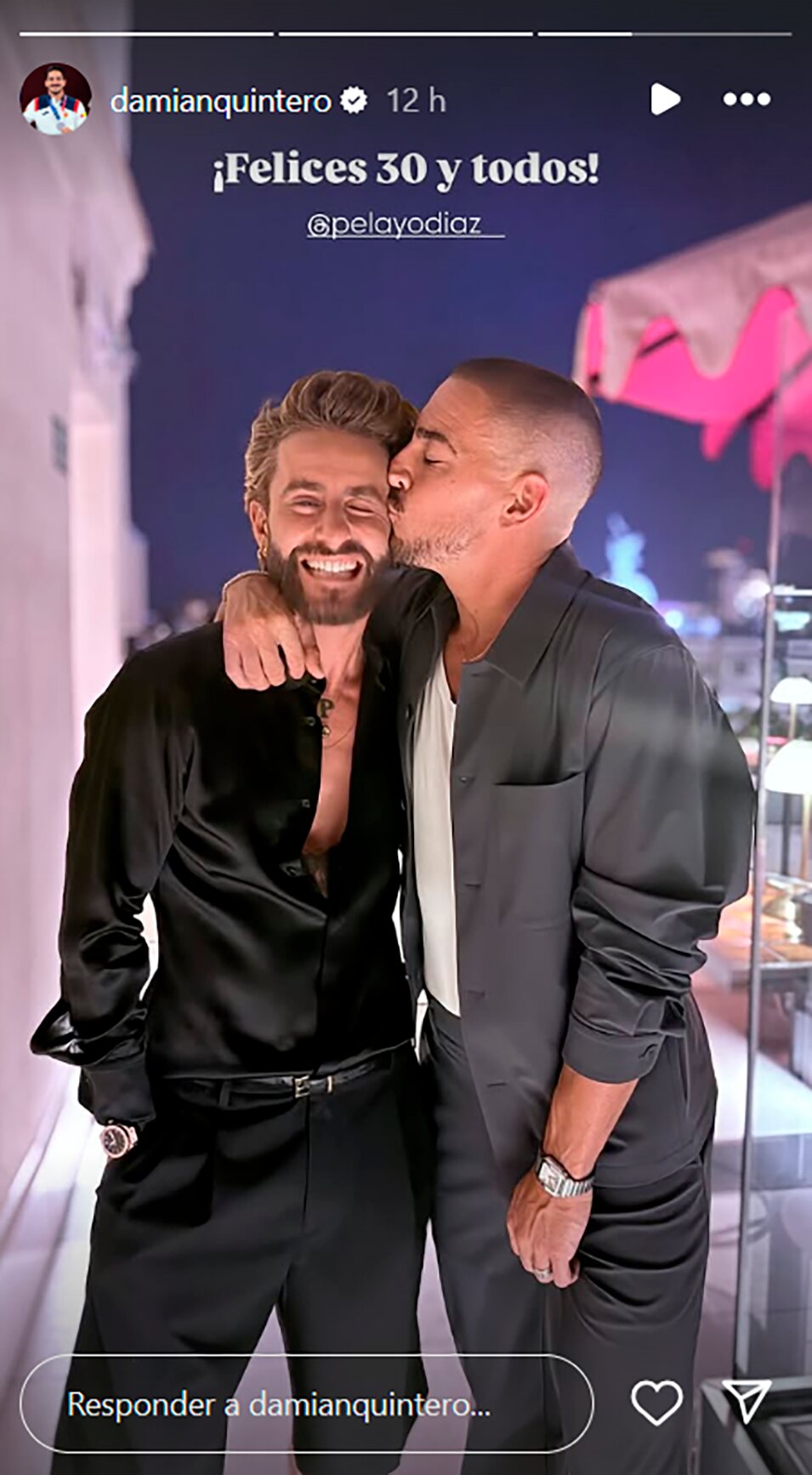 Pelayo Díaz en su cumpleaños junto a Damián Quintero | Instagram