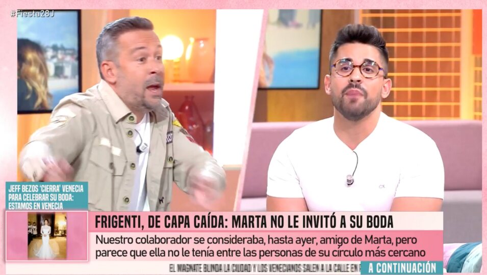 Frigenti muy molesto con Marta López para su foto de boda. Telecinco.es