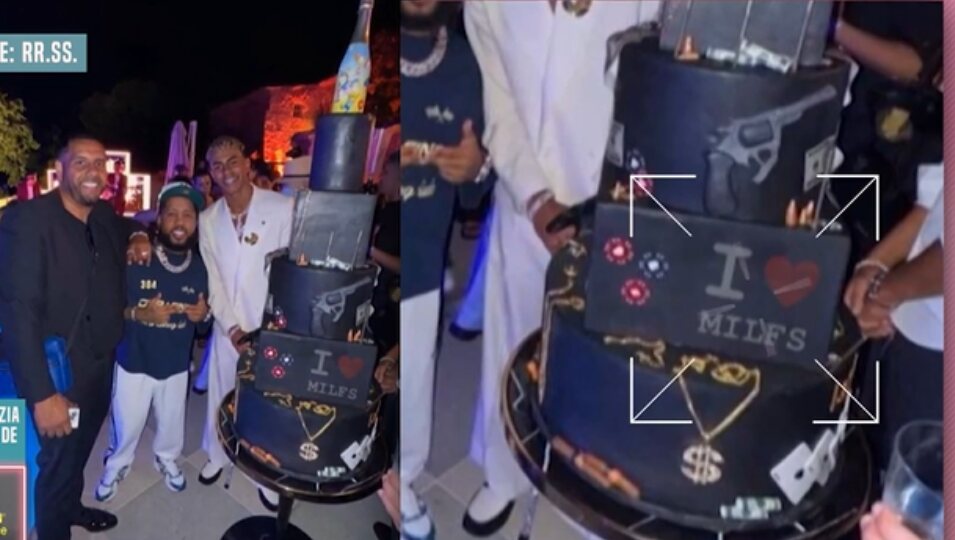 Pastel temático en la fiesta privada de Lamine Yamal por su 18 cumpleaños. | Foto: Telecinco.es