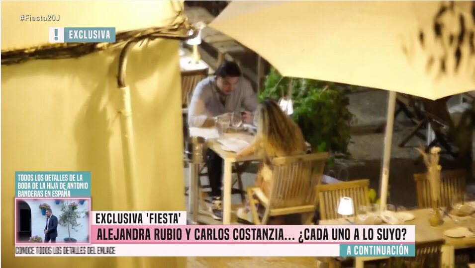 Alejandra Rubio y Carlo Costanzia cenando en Ibiza cuando creen que nadie les ve |Foto: Telecinco.es