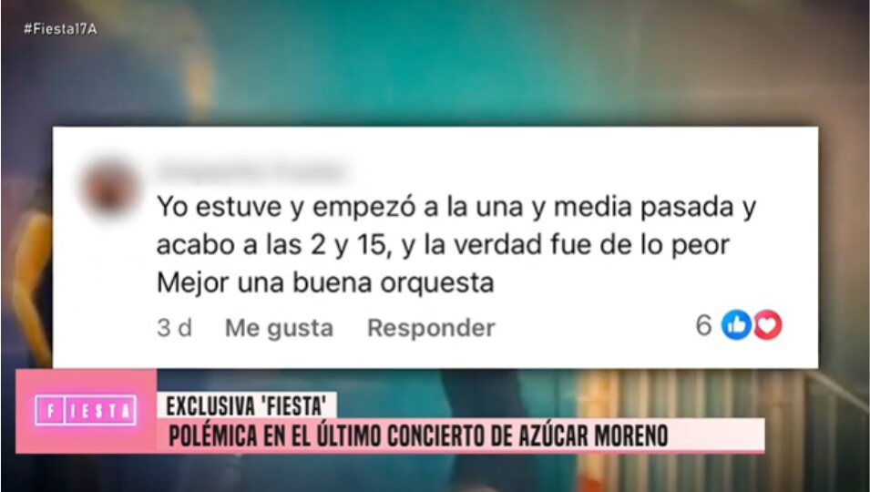 Comentario de un asistente al concierto de Azúcar Moreno en Bétera | Foto: Telecinco.es