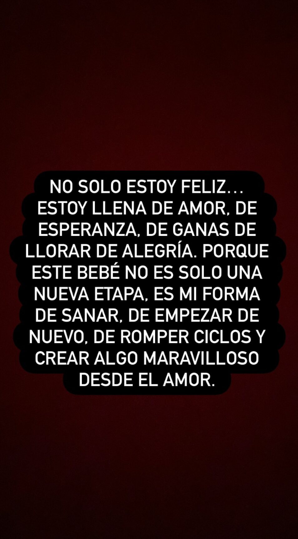 Mensaje dando la noticia de que va a ser padre en sus historias de Instagram | Foto: Instagram