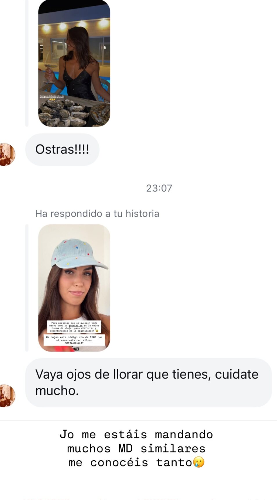 Una seguidora la escribe a Sofía por su estado | Foto: Instagram