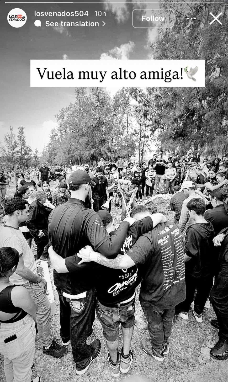 Story de 'Los Venados 504' despidiendo a Jenifer Nicole Rivas | Fotografía: Instagram