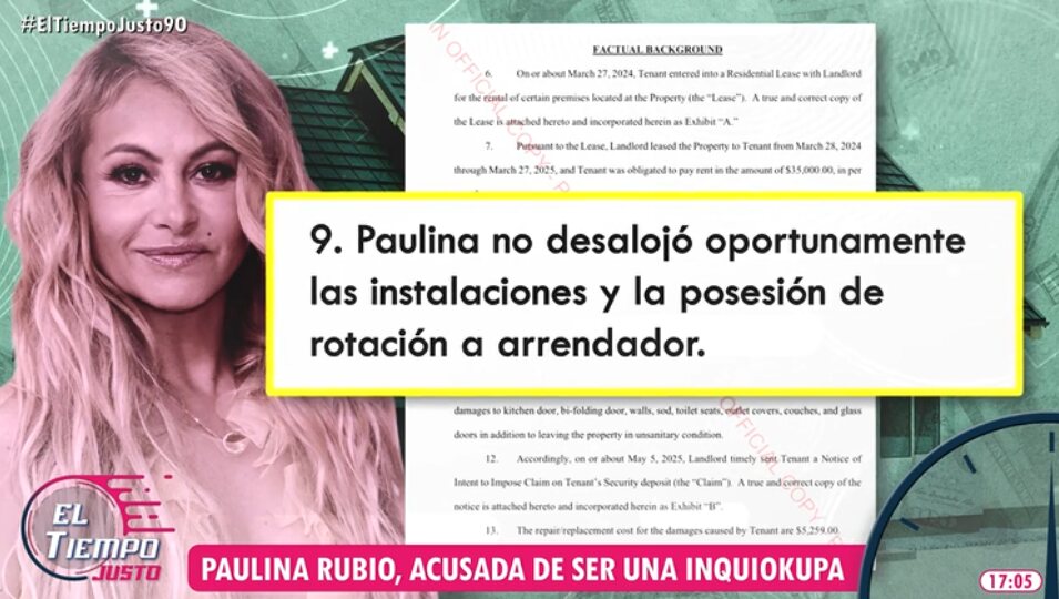 Paulina Rubio acusada de impago de alquiler | Foto: Telecinco.es