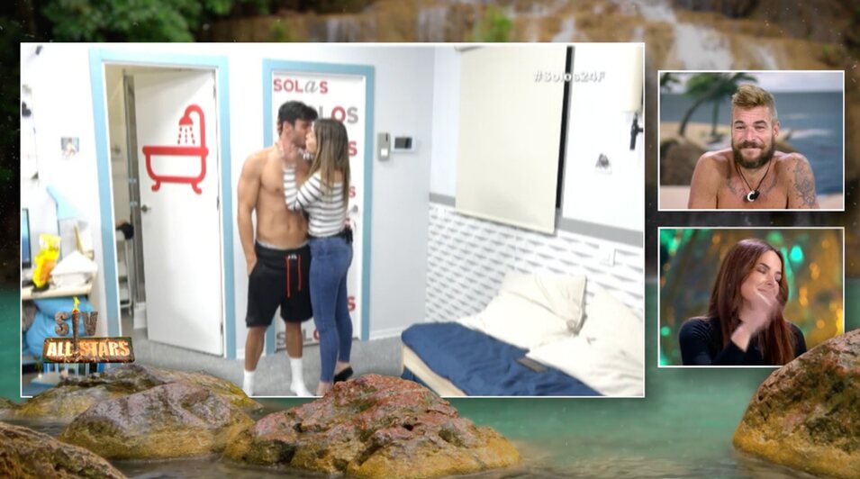 Tony Spina reacciona al beso de Marta Peñate y Noel cuando se estaban conociendo | Foto: Telecinco.es 