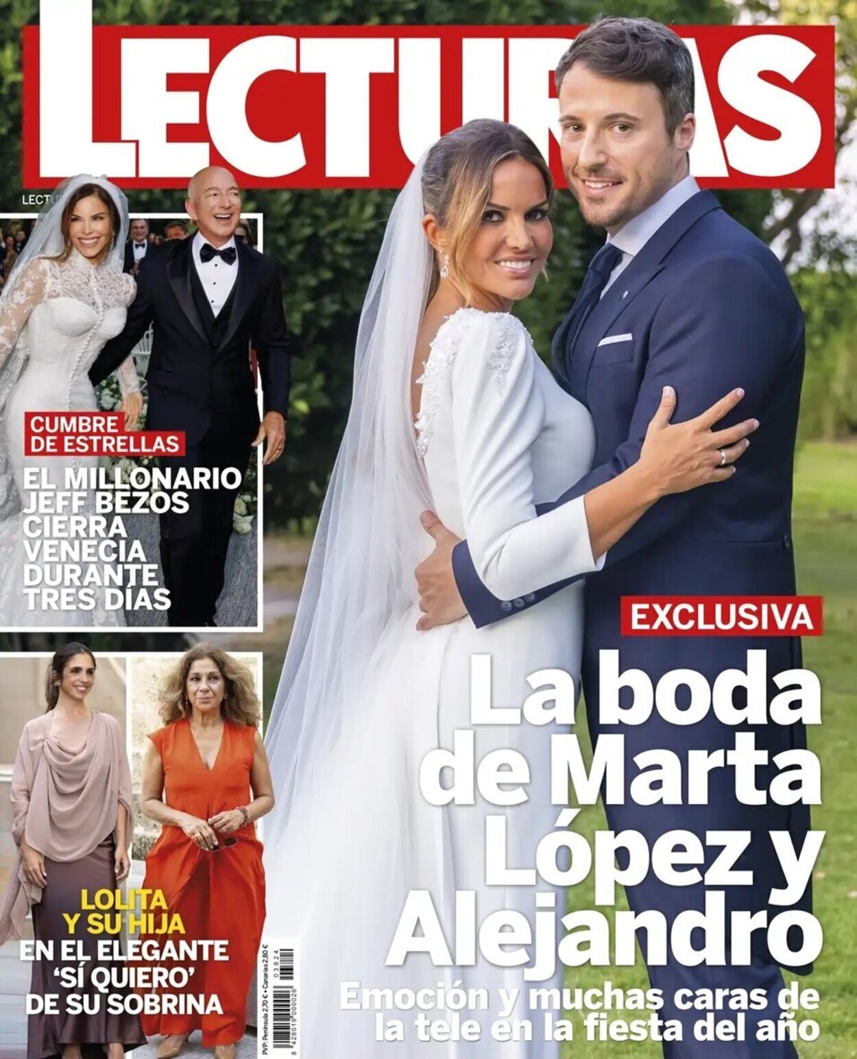 Marta López y Alejandro Huerta posando el día de su boda en Lecturas