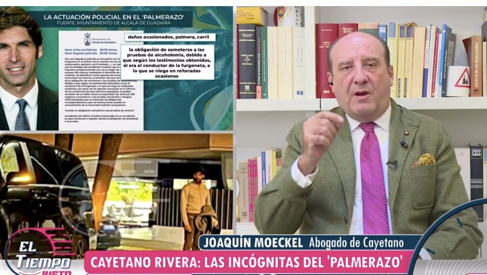 El abogado y la imagen de Cayetano en el lugar de los hechos | Foto: telecinco.es