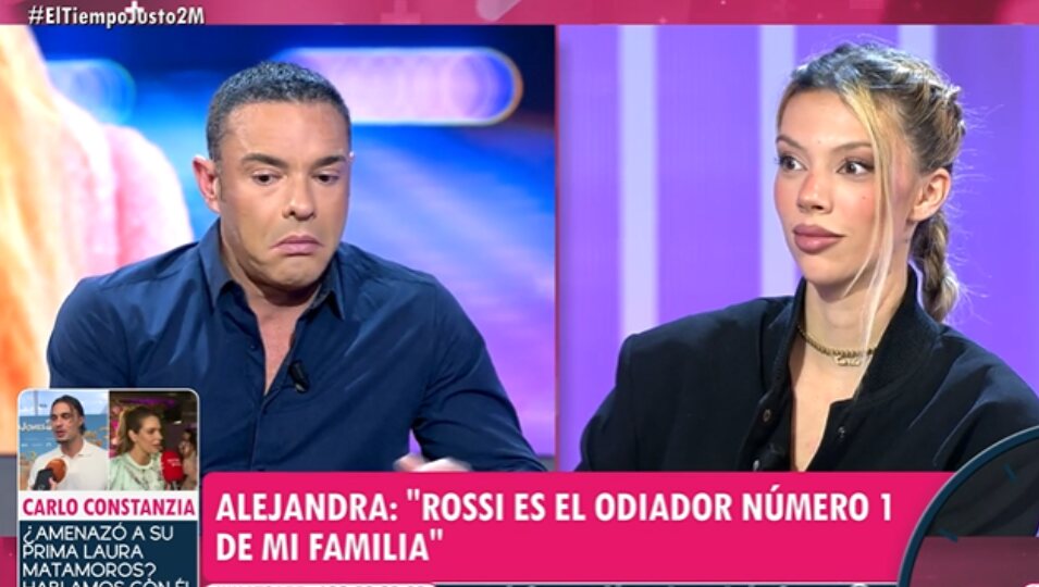 Antonio Rossi y Alejandra contando sus versiones en el cara a cara | Foto: Telecinco.es