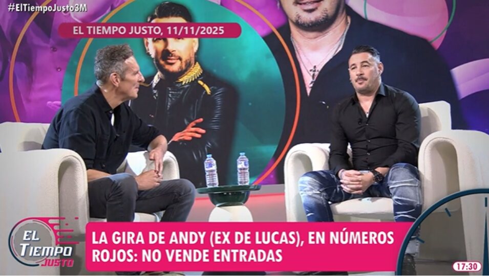 Andy contando en 'El tiempo justo' sus problemas con la Gira | Foto: Telecinco.es