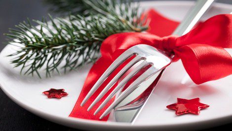 Mesa preparada para Navidad