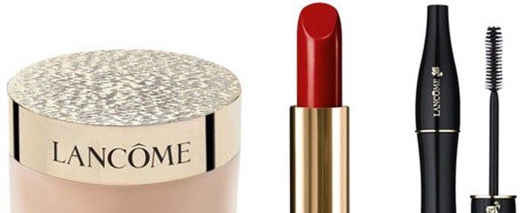 Polvos iluminadores, barra de labios y máscara de pestañas de Lancôme