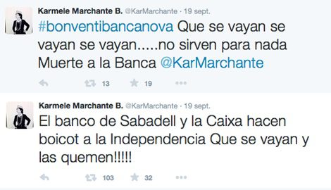 Karmele Marchante arremete contra la banca en Twitter