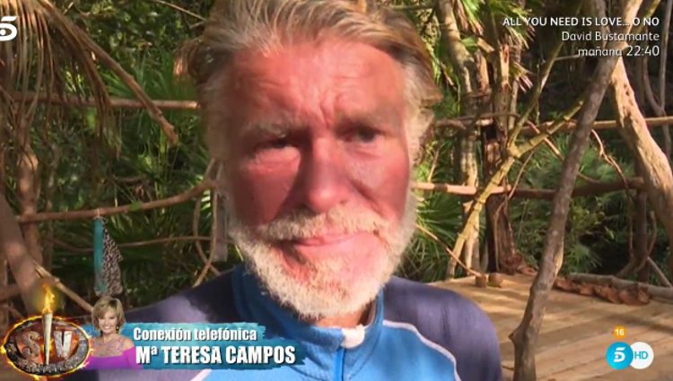 El humorista no pudo contener la emoción con la llamada de Teresa Campos / Foto: telecinco.es