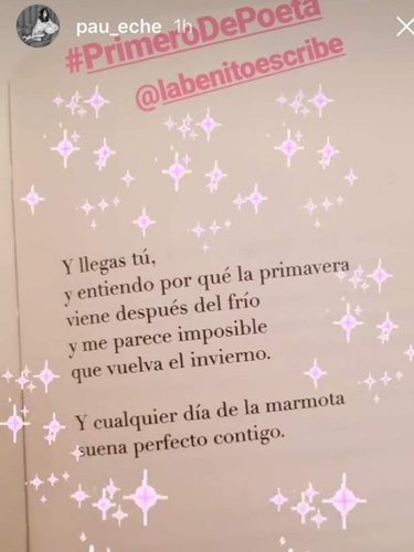 El romántico poema que Paula publicó en las redes | Foto: Instagram