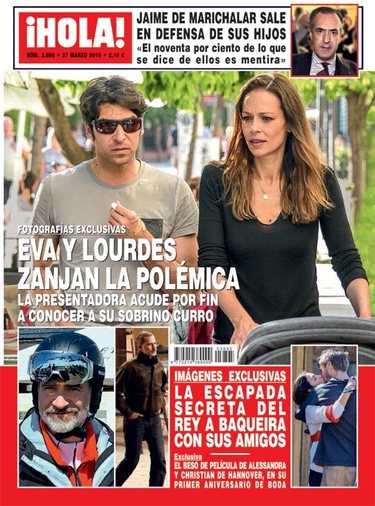 Eva González y Cayetano Rivera con su hijo en la portada de ¡Hola!