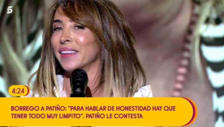 María Patiño durante su alegato en 'Sálvame'/foto:telecinco.es