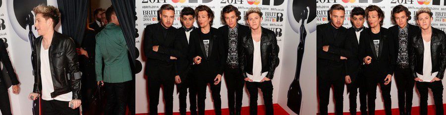 Niall Horan, con muletas a la alfombra roja de los Brit Awards 2014 tras su operación de rodilla