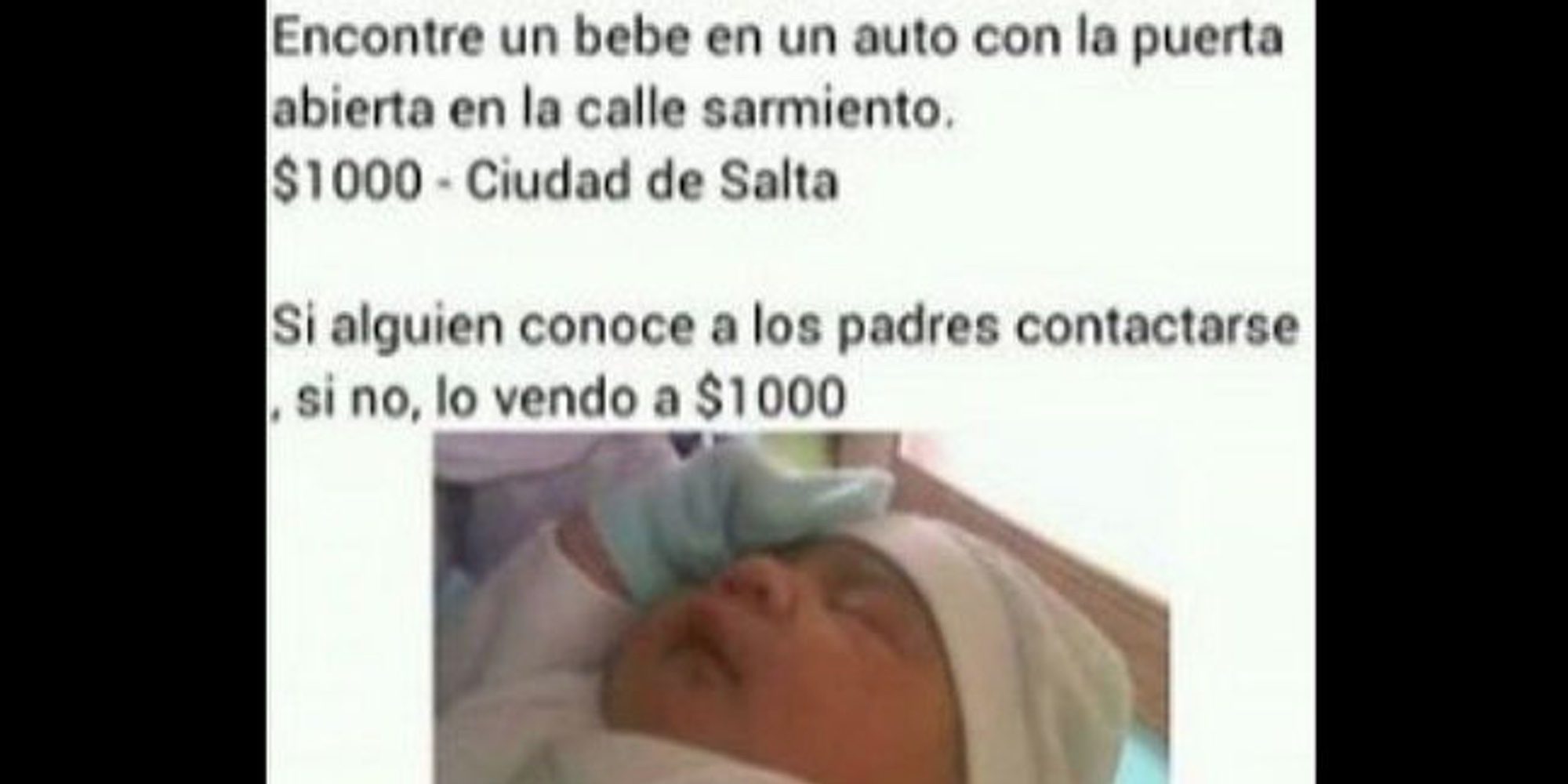 Encuentra a un bebé en un coche y lo pone en venta a través de las redes sociales