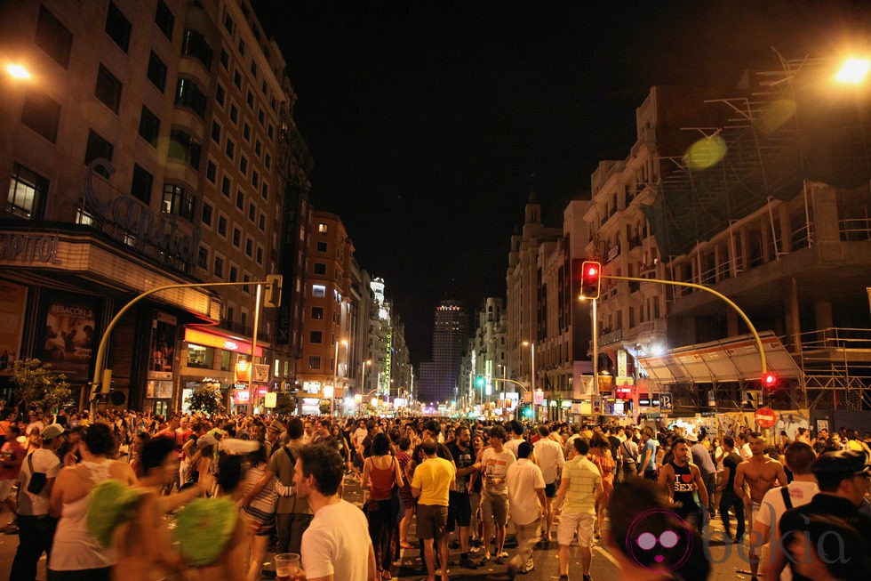 Gran Vía de Madrid durante el Orgullo Gay