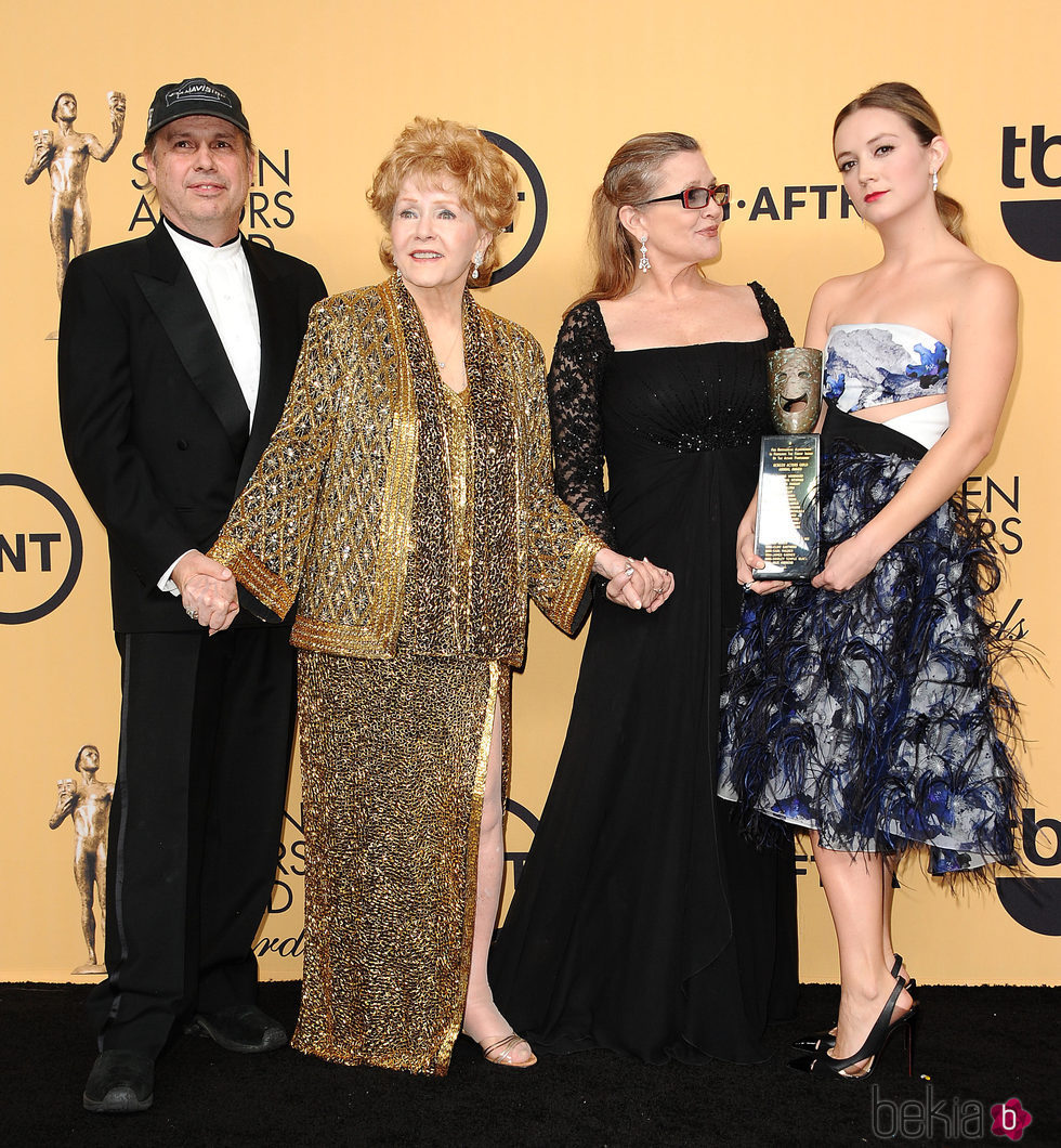Todd Fisher, Debbie Reynolds, Carrie Fisher y Billie Lourd