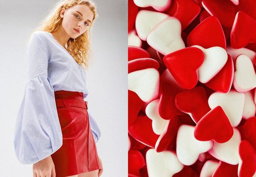Falda de cuero roja de Bershka campaña primavera/verano 2017