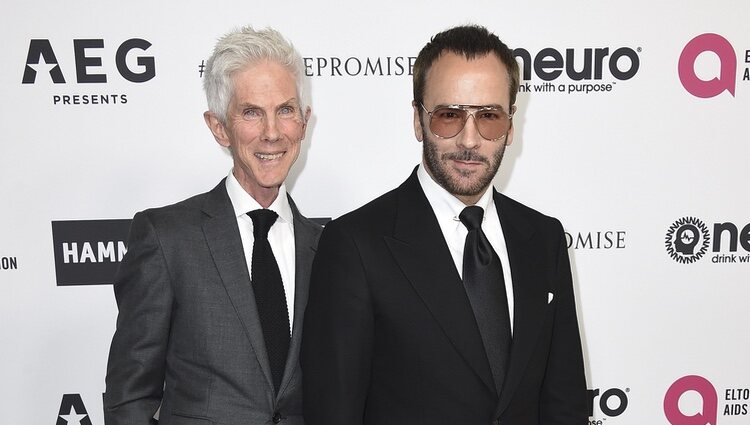 Richard Buckley y Tom Ford en la fiesta del 70 cumpleaños de Elton John