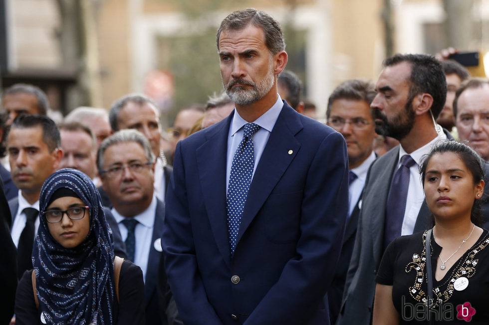 El Rey Felipe en la manifestación de Barcelona tras los atentados de Las Ramblas y Cambrils