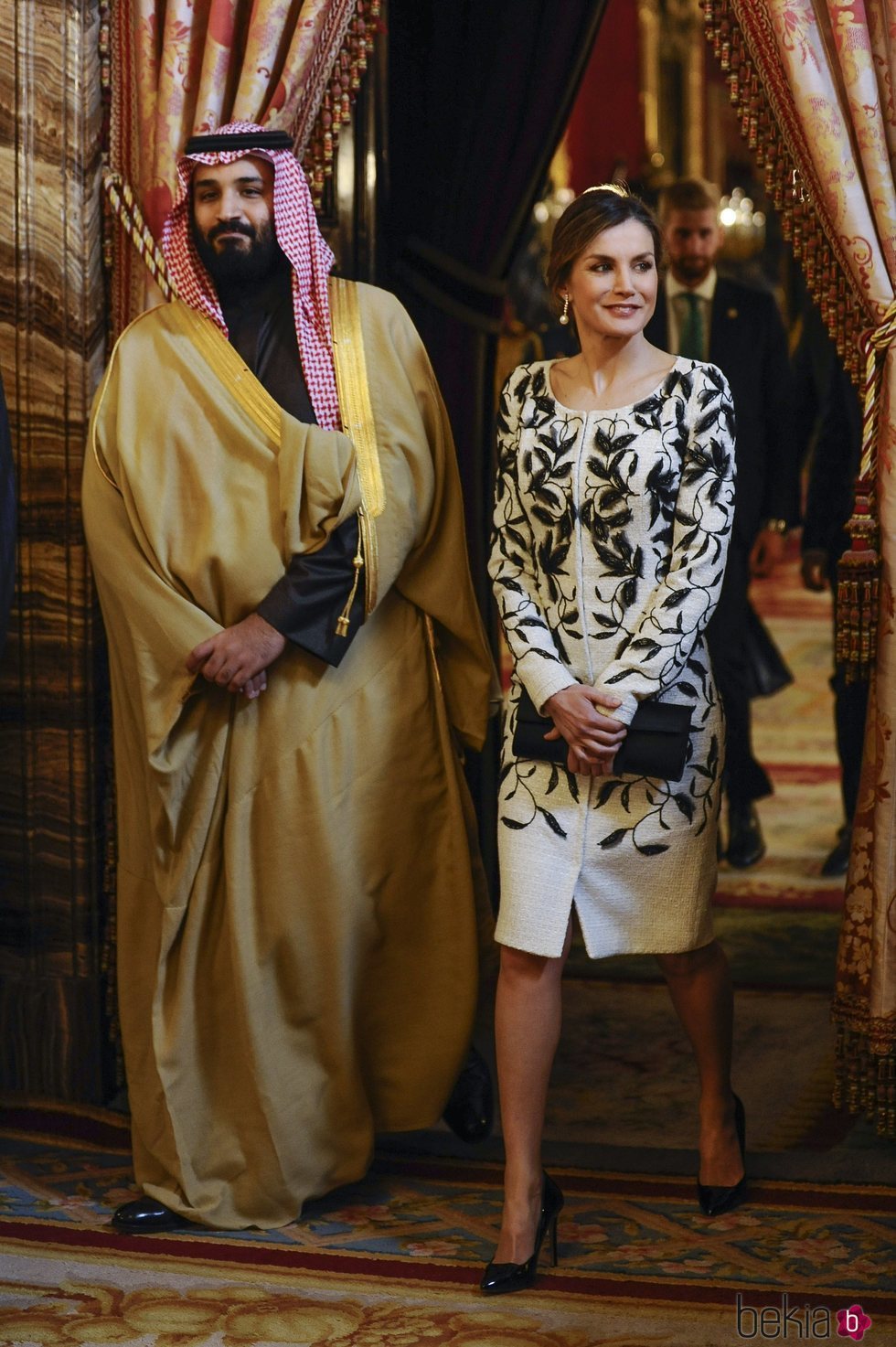 La reina Letizia y el príncipe Mohammed Bin Salman en el Palacio Real