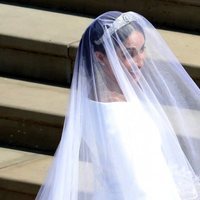 Meghan Markle, espectacular con el velo antes del comienzo de su boda