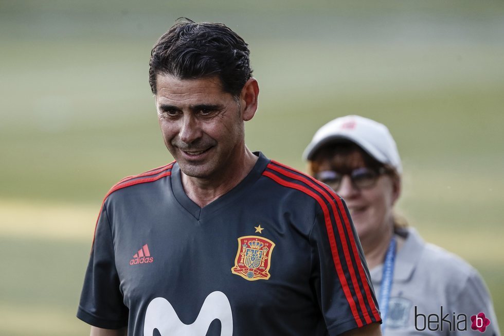 Fernando Hierro en su primer entrenamiento con la Selección Española