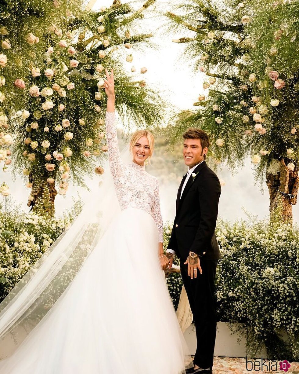 Chiara Ferragni y Fedez el día de su boda