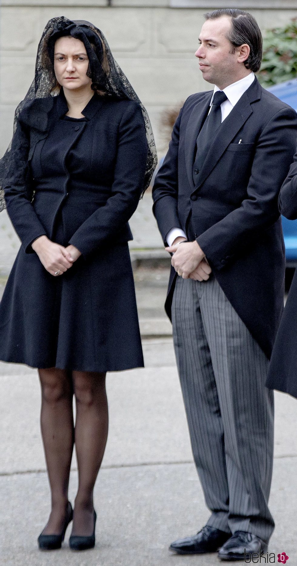 Guillermo y Stéphanie de Luxemburgo en el funeral del Conde de Lannoy
