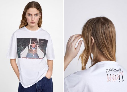 Camiseta blanca con estampado de Baby de Dirty Dancing de Zara