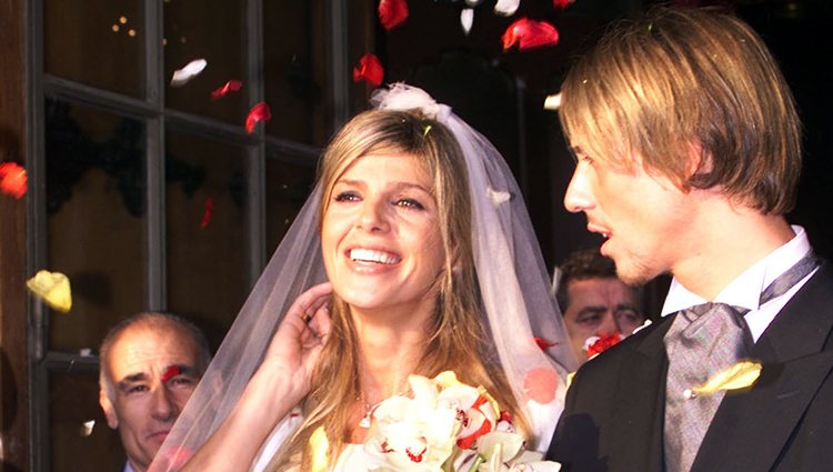 Arancha de Benito y Guti en su boda en 1999