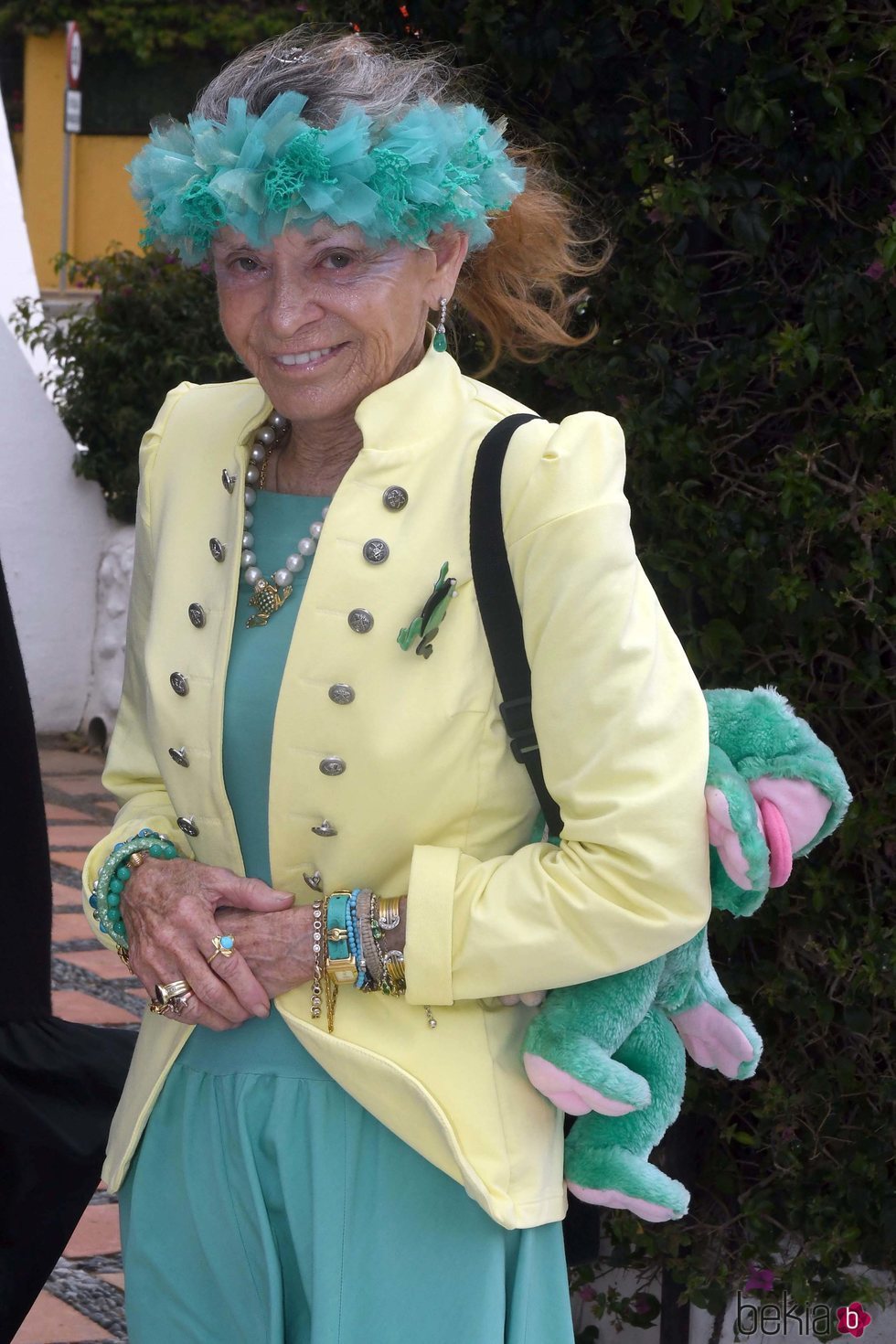 Beatrice von Hardenberg en el bautizo de la hija de Olivia de Borbón y Julián Porras