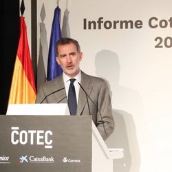 El Rey Felipe dando un discurso en la presentación del Informe Cotec 2020