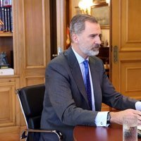 El Rey Felipe teletrabaja en su despacho por la gran nevada de Madrid de enero de 2021